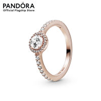 Pandora Round Rose ring with clear cubic zirconia เครื่องประดับ แหวน แหวนสีโรส แหวนแพนดอร่า แพนดอร่า