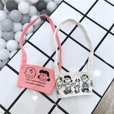 Ins Fashion Cartoon Snoopy Charlie Drink Holder Bags Milk Tea Drink Holder Canvas Bag Anti-hot Anti-ice Cup Holder