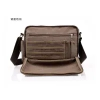 Mens Bag Canvas Messenger Bag Shoulder Bag Travel Satchel Hiking Studen Stylish Multi Compartment Bag