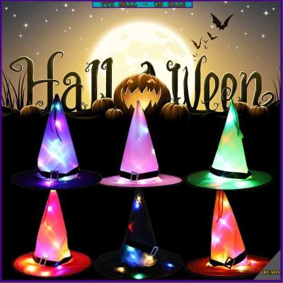 Glow Hook Cap Halloween Party Decoration Hanging Decor Caps Witch Hats with LED LightCreative Novelty Carnival Party Pointed Cap Party Supplies Glow in Dark Decoration Prop With LED Light Halloween Witch Hat Cosplay Accessory
