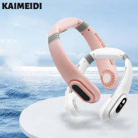 KAIMEIDI ที่ชาร์จ USB เรืองแสง LED พัดลมคล้องคอแบบพกติดตัวแบบแขวนไม่มีใบพัด,หน้าจอดิจิตอลใช้งานได้แบตเตอรี่ทนนานการปรับมุมขนาดใหญ่