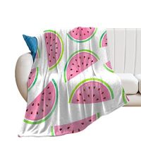 XZX180305  Fresh Watermelon Fruits Pattern Fleece Throw Blanket for Living Room Sofa Couch Super Soft w a rm Cute Kawaii Blanket for Kid Girl