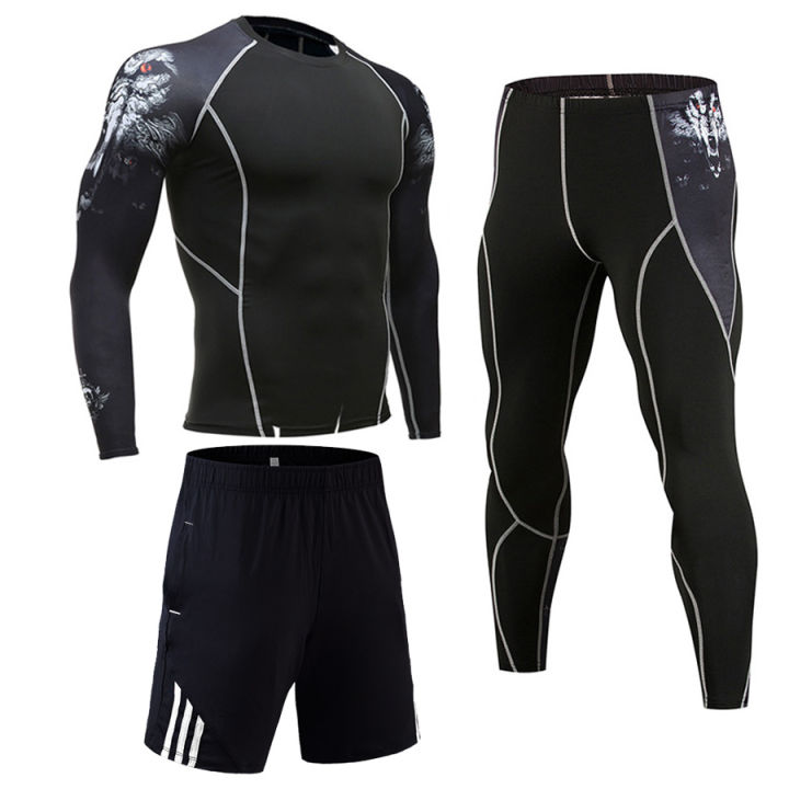 compression-clothing-mens-sportwear-suit-jogging-thermal-underwear-suit-mma-rashgard-male-long-sleeved-tights-leggings-shorts