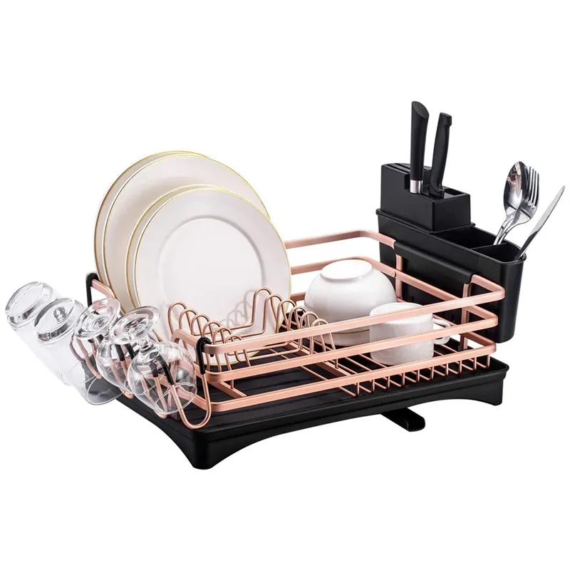 Dish Drying Rack, Compact Rustproof Dish Rack And Drainboard Set, Dish  Drainer With Adjustable Swiv