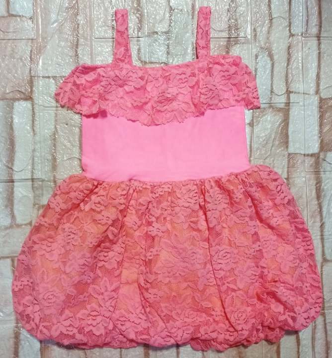 LACE BALLOON DRESS FOR GIRL 1-2 YRS OLD (RANDOM COLORS) | Lazada PH