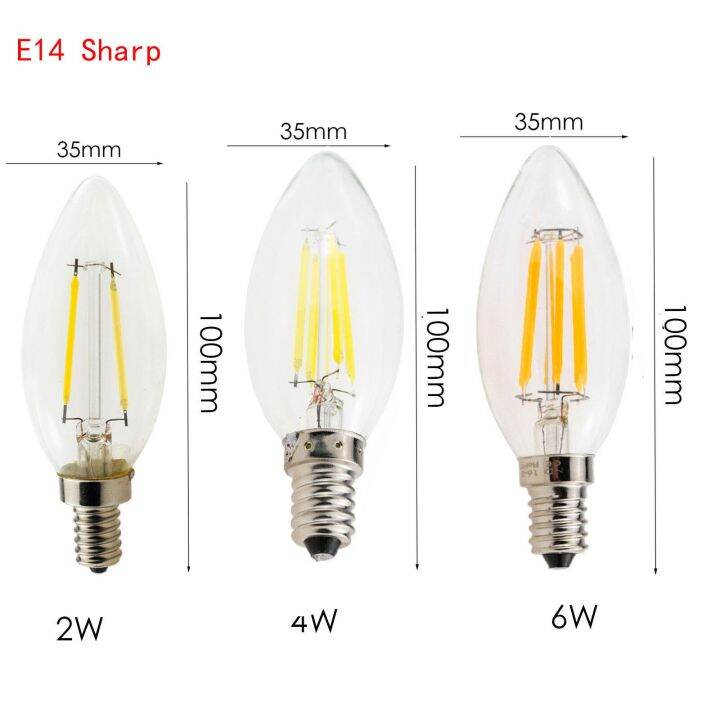 หรี่แสงได้2w-4w-6w-e14วินเทจย้อนยุคเปลวเทียนหลอดไส้นำหลอดไฟเอดิสันประหยัดพลังงานโคมไฟกำลังสูง