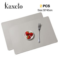 Kaxcio ชุด2ที่รองจานหนัง,ทนความร้อนได้ทำความสะอาดง่าย Non-Slip สี่เหลี่ยมผืนผ้าแผ่นรองจานพีวีซีสำหรับโต๊ะรับประทานอาหารในครัวตกแต่ง