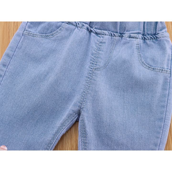ส่งของ-fashionbaby-กางเกงยีนส์เด็ก-กางเกงขาบานยาวเด็กผู้หญิง-1-6-อายุ