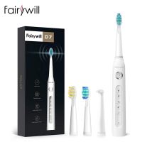 Fairywill แปรงสีฟันไฟฟ้าโซนิค FW507กันน้ำที่มีประสิทธิภาพทำความสะอาดแปรงสีฟันที่มี4เปลี่ยนหัวแปรงสำหรับ S