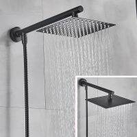 Onyzpily Showerhead Rainfall Black 8/10/12/16 inch Ultra-thin Stainless Steel Square Top Spray Wall Mounted Rainfall Shower He