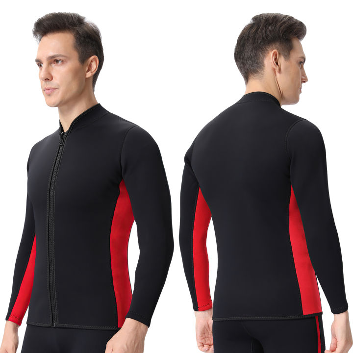 REALON Wetsuit Top Men 2mm Neoprene Womens Kids Jacket Long Sleeves Front  Zipper Wet Suit for Surfing Diving Swimming Snorkeling Kayaking