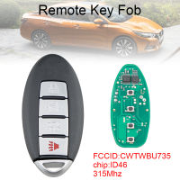 4ปุ่ม Key Fob Keyless Entry รถรีโมทคอนโทรลพร้อมชิป ID46 CWTWBU735 Fit สำหรับ2007-2012 Nissan Maxima Sentra