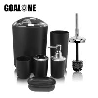 6Pcs Bathroom Accessories Set Toothbrush Holder Cup Soap Dispenser Dish Toilet Brush Trash Can for Bathroom Washroom Accessories