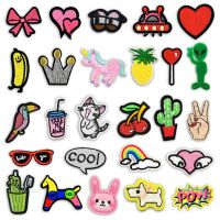 Small Mini Alien Embroidery Iron on Patches for Clothing DIY Foods Stripes Clothes UFO Stickers Badges Sewing Accessories DIY Haberdashery