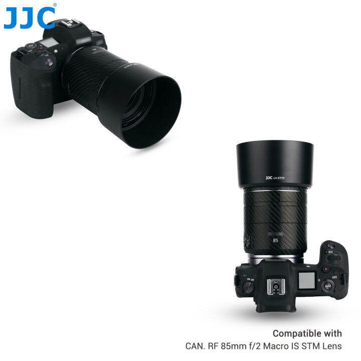 jjc-reversible-lens-hood-ใช้งานร่วมกับ-canon-rf-85mm-f2-macro-is-stm-เลนส์สำหรับ-eos-r-r3-r5-r6-rp-ra-แทนที่-et-77-เลนส์-yrrey