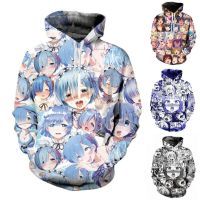 Rem Alisister  Mens Womens Hoodies Sweatshirt  Ahegao Face Anime 3D Print Pullover Jacket Cosplay