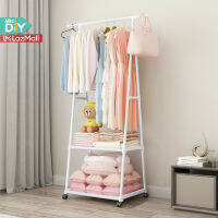 Mrs.DIY ที่แขวนเสื้อH11 ราวตากผ้าเหล็ก ราวมินิมอล มีล้อเลื่อนเคลื่อนที่ได้ ที่เเขวนกระเป๋ามีชั้นวางของ