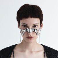 (ใหม่. สไตล์) CyberPunk โลหะไทเทเนียมที่ไม่สม่ำเสมอปาร์ตี้โกธิคพังค์โลหะกลของเหลวเอเลี่ยนเครื่องประดับต่างหูเครื่องประดับ