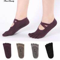 Hearsbeauty Yoga Sports Socks Toe Ankle Grip Five Finger No-Slip Hosiery