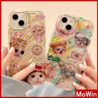 Mowin - เข้ากันได้สำหรับ เคสไอโฟน เคสไอโฟน11 เคส เลเซอร์สะท้อนแสงเคสใส เคสนิ่มถุงลมกันกระแทกแมวน่ารักสุนัขเข้ากันได้กับ iPhone 13 max