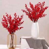 59/63/73cm New Year Bouquet Arrangement DIY Christmas Tree Flower Arrangement Christmas Simulation Berries Artificial Red Berry Bouquet Fortune Fruit Christmas Decoration