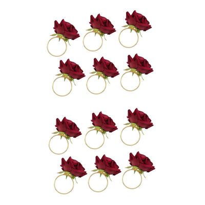 12Pcs/Lot Romantic Rose Napkin Rings Alloy Napkin Buckle Holder for Wedding Receptions Gifts Holiday Banquet Decoration