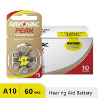 (มีในสต็อก) RAYOVAC PEAK 60 PCS แบตเตอรี่เครื่องช่วยฟัง10A ZA10 10 S10, 60 PCS แบตเตอรี่เครื่องช่วยฟัง Zinc Air เครื่องขยายเสียง **