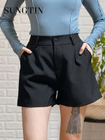 Sungtin Office Lady High Waist Shorts Women Wide Leg Short Pants Korean Fashion Summer Shorts Black Elegant Woman Clothes 2022