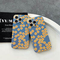 เคสโทรศัพท์ดอกไม้บดสีเหลืองขนาดเล็กสำหรับ iPhone 14 13 12 11 Pro Max กล้องซิลิโคนนิ่มปกป้องทุกส่วนของเคสใส่โทรศัพท์เลนส์กล้องกันกระแทก