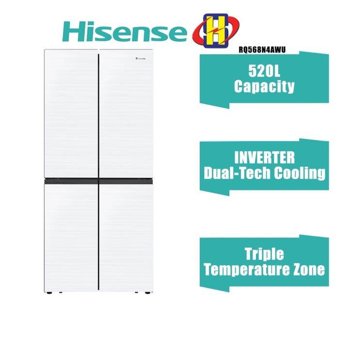 Hisense Refrigerator (520L/White Glass) Inverter Triple Temperature Zones Super Cool Freeze 4