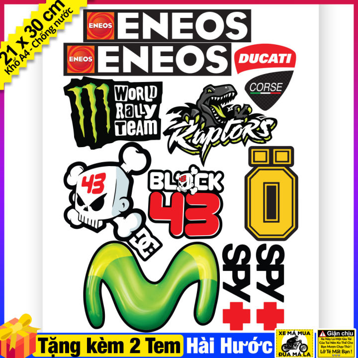 Giảm giá Bộ tem dán xe máy nhiều logo khủng long cute agv uma racing   trang trí xe cực đẹp  BeeCost