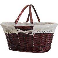 Premium Willow Basket with Handle and Linen Cotton Cloth Lining, Decoration Picnic Party