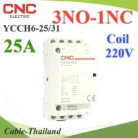 แมกเนติก คอนแทคเตอร์ CNC คอยล์คอนโทรล 220VAC ขนาด 25A 4P Dinrial วงจรไฟฟ้า 3NO-1NC รุ่น Contact-25A-3NO-1NC