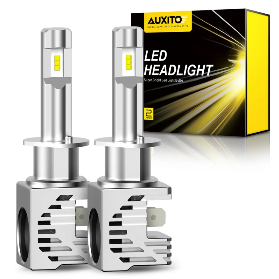 AUXITO 2Pcs Canbus LED Light Bulb H1 LED Headlight Mini Size Design  Wireless Fanless For Car LED Lamp CSP Chips 12000LM White