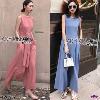 P3962 จั้มสูทขายาวแต่งริบบิ้น Long jumpsuit with ribbon