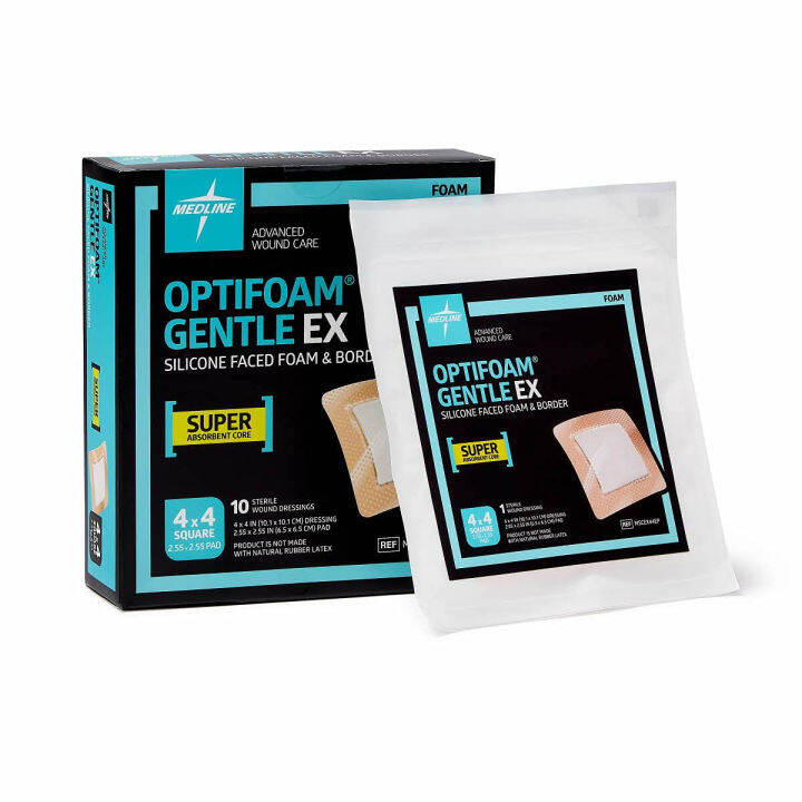 medline-optifoam-gentle-ex-bordered-foam-adhesive-dressing-4-x-4-square-10-count-4-x-4-box-adhesive-dressing