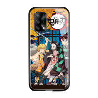 UCUC เคสโทรศัพท์เคสสำหรับ OPPO A74ปลอก Oppo A74ญี่ปุ่นอะนิเมะสำหรับหญิง Demon Slayer เคสโทรศัพท์ Kimetsu ไม่มี Yaiba Tanjirou Nezuko Glossy กระจกเทมเปอร์ปลอกกันกระแทก