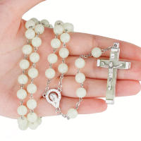 Glow In The Dark Beads Rosary Necklace Mary and Jesus Piece Prayer Rosaries Religious Cross Necklace