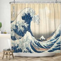 【CW】✈۞❇  The of Kanagawa Mount Shower Curtains Polyester Fabric Curtain with Hooks