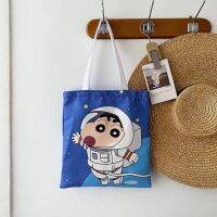 Crayon Shin-Chan Kawaii ฉบับภาษาเกาหลีกระเป๋านักเรียนผ้าใบใหม่ของกระเป๋าเก็บของความจุขนาดใหญ่การ์ตูนสาวน่ารักฮาราจูกุ