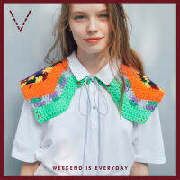 VICKS Short Sleeve Pull Over Shirt with Detachable Crocheted Cape เสื้อแขนสั้น กระดุมหน้า ตกแต่งเคปไหมพรมถัก