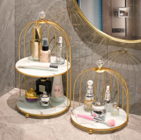 Light luxury bathroom rack multi-layer cosmetics storage rack dressing table mirror front desktop bathroom decorations