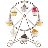 【LZ】๑▫  Ferris Wheel Rotating Cake Holder Display Stand Festa de Casamento Aniversário Cupcake Sobremesa Decoração Cozinha Ferramenta 8 Buracos TW015