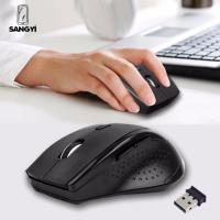 SANGYI 6D 2.4GHz 6คีย์ดรอปชิปการออกแบบการยศาสตร์ตัวรับสัญญาณ USB พีซีเมาส์ไร้สาย Mouse Komputer เมาส์แบบออปติคัลไร้สาย