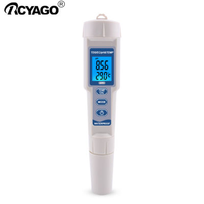 RCYAGO เครื่องทดสอบคุณภาพนํ้า,อุปกรณ์ทดสอบค่า PH PH-3508แบบ4 In 1เครื่องวัด TDS EC สำหรับสระว่ายน้ำ