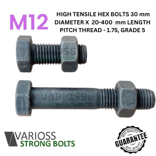 High Tensile Hex Bolts M12 Or 12 Mm Diameter X 25-400 Mm Length With ...