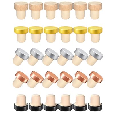 30PCS Wine Bottle Cork Stopper T Shaped Wine Stopper Tasting Cork Replacement Reusable Cork Glass Beer Bottle Sealing