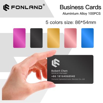 FONLAND 100PCS/LOT Business Name Cards Multicolor Aluminium Alloy Metal Sheet Testing Material for Laser Marking Machine