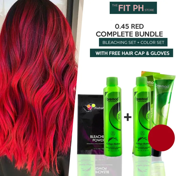  RED COMPLETE BUNDLE! Bremod Hair Color & Hair Bleaching Set | Lazada PH