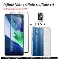 (3in1) เหมาะสำหรับ Infinix Note 11 Note 11i Note 11S ฟิล์มกระจกนิรภัยแบบเต็มหน้าจอ Infinix Note 10/10pro/10pro NFC/ร้อน11S/ร้อน11เล่นเต็มหน้าจอกระจกนิรภัยป้องกันหน้าจอ + คาร์บอนไฟเบอร์ฟิล์มหลัง + ฟิล์มเลนส์กล้อง